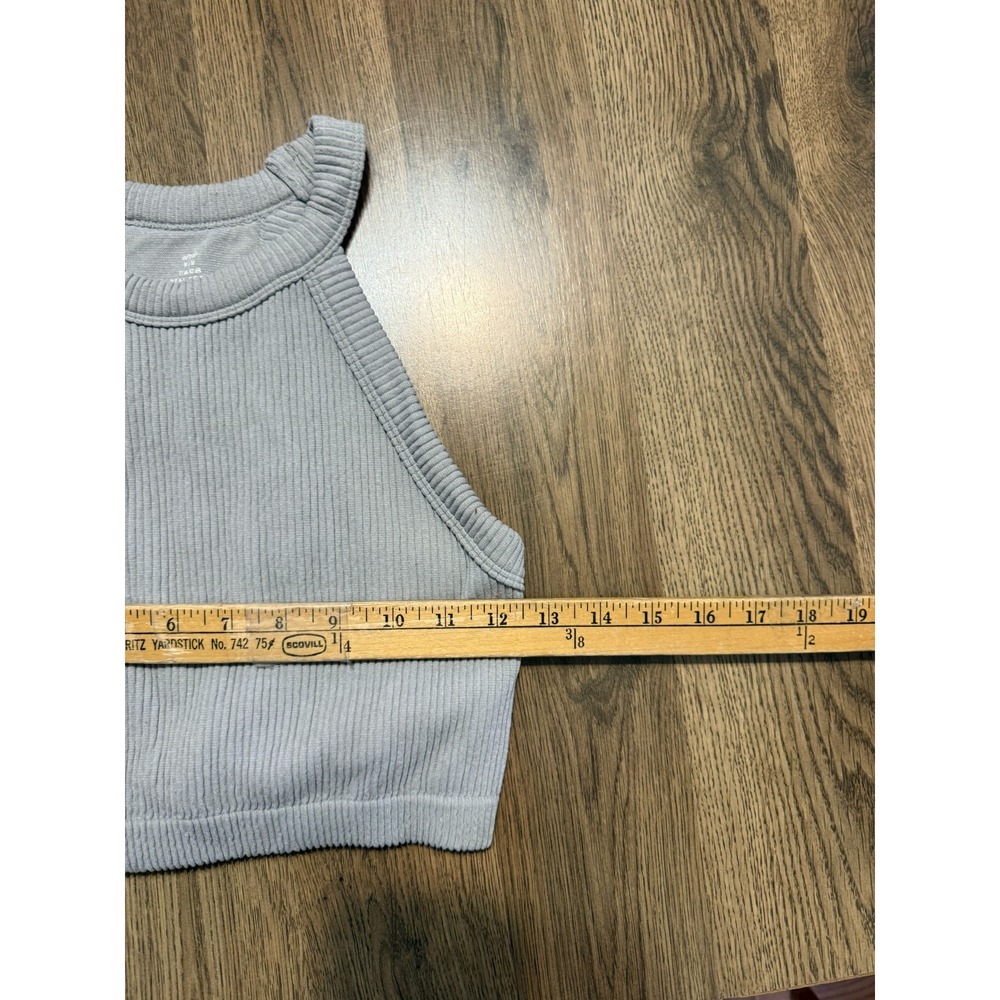 Aerie Tank Top Women's Size Medium Gray Crop Top Halter Neck Sleeveless cropped - Picture 3 of 10